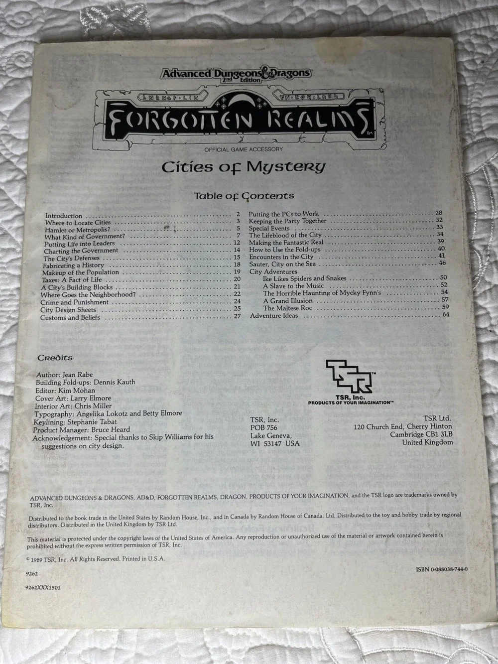 AD&D Forgotten Realms Second Edition City of Mystery Campaign Guide Only